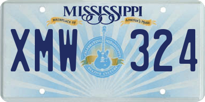 MS license plate XMW324