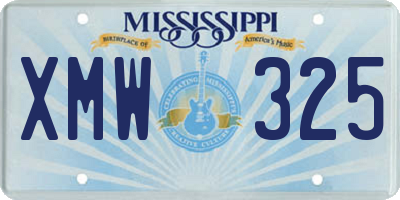 MS license plate XMW325