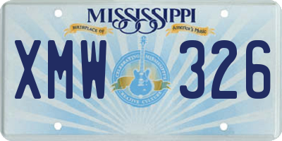 MS license plate XMW326