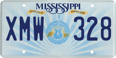 MS license plate XMW328