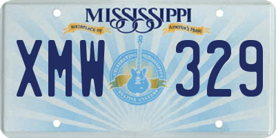 MS license plate XMW329