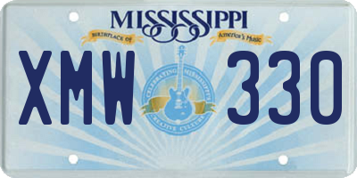 MS license plate XMW330