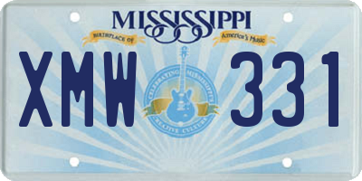 MS license plate XMW331