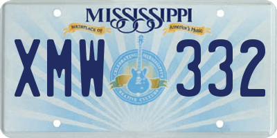 MS license plate XMW332