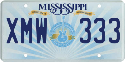 MS license plate XMW333