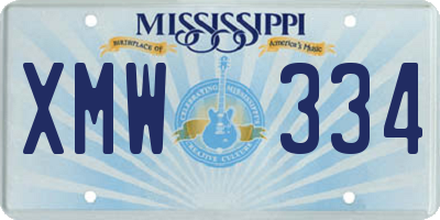 MS license plate XMW334