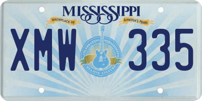 MS license plate XMW335