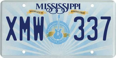 MS license plate XMW337