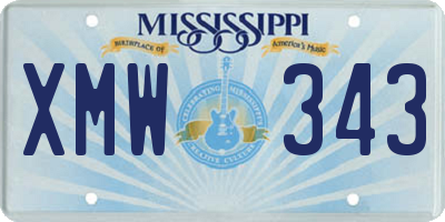 MS license plate XMW343