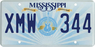 MS license plate XMW344