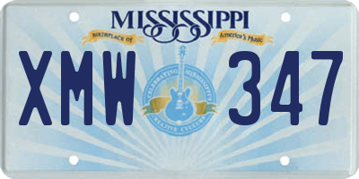MS license plate XMW347