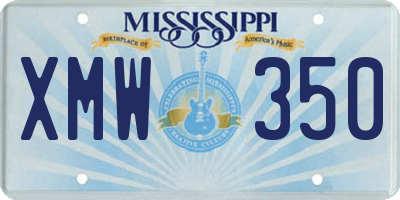 MS license plate XMW350