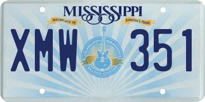 MS license plate XMW351