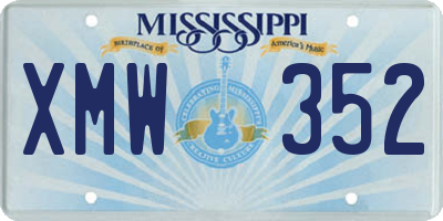 MS license plate XMW352