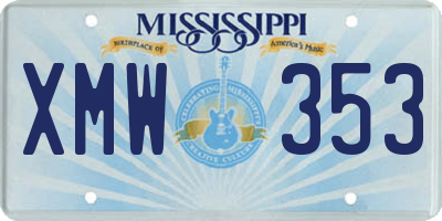 MS license plate XMW353