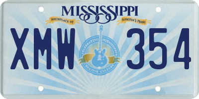 MS license plate XMW354