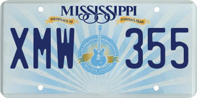 MS license plate XMW355
