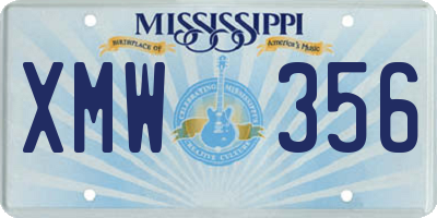 MS license plate XMW356