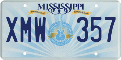 MS license plate XMW357