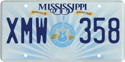 MS license plate XMW358