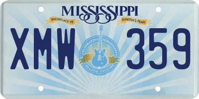 MS license plate XMW359