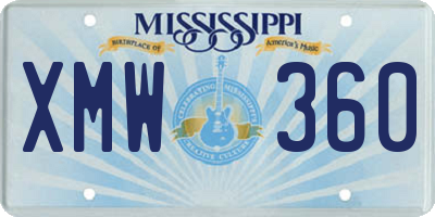 MS license plate XMW360