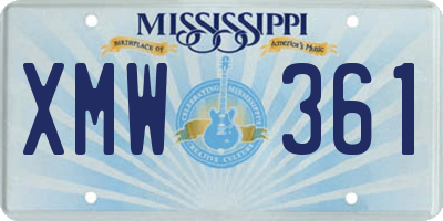 MS license plate XMW361