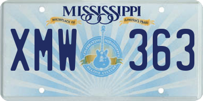 MS license plate XMW363
