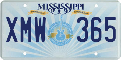 MS license plate XMW365