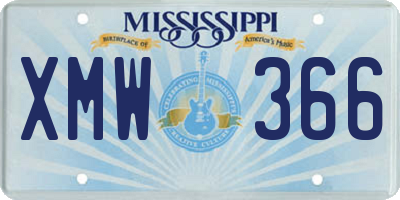 MS license plate XMW366