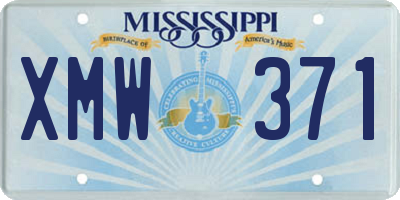 MS license plate XMW371