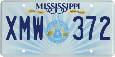 MS license plate XMW372