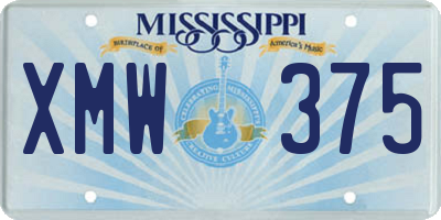 MS license plate XMW375