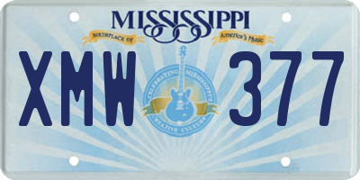 MS license plate XMW377