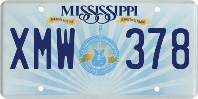 MS license plate XMW378