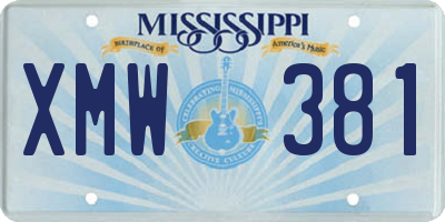MS license plate XMW381