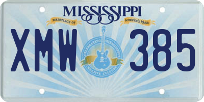 MS license plate XMW385