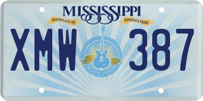 MS license plate XMW387