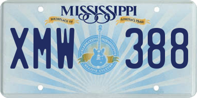 MS license plate XMW388