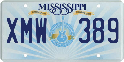 MS license plate XMW389