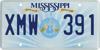 MS license plate XMW391