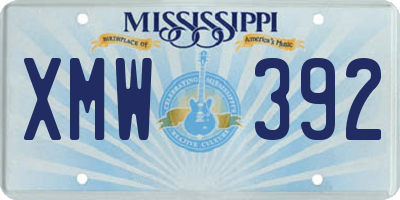 MS license plate XMW392