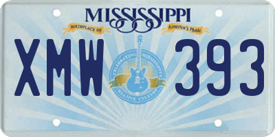MS license plate XMW393