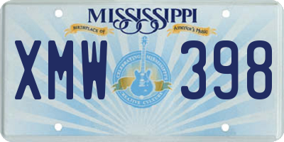 MS license plate XMW398