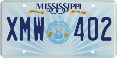 MS license plate XMW402