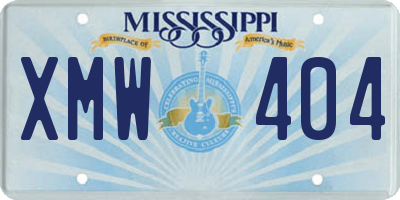 MS license plate XMW404
