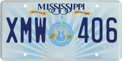 MS license plate XMW406