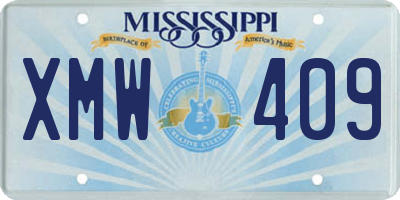MS license plate XMW409