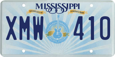 MS license plate XMW410