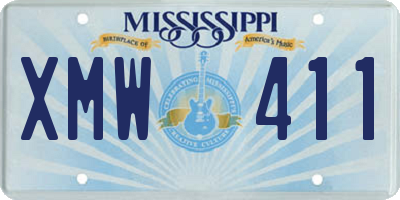 MS license plate XMW411